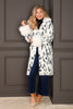 Joseph Ribkoff Leopard Winter White Long Sleeve Coat