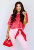 Where You Belong Pink Gingham Short Sleeve Top