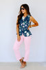 Margo Floral Dark Navy Sleeveless Top
