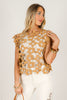 Lovely Lace Sand Short Sleeve Top