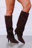Dolce Vita Roxla Dark Chocolate Croco Embossed Leather Boots