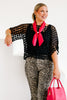 Capri Black Floral Crotchet Short Sleeve Blouse