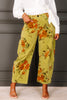 Flower Print Pistachio Corduroy Barrel Pants