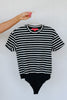 Spanx Lightweight Yachtstripe Crewneck Short Sleeve Bodysuit