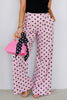 Casual Flow Polka Dot High Waisted Blush Pink Wide Pants