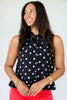 Krissy Black Polka Dot Sleeveless Top