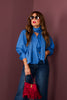 More Than Maybe Blue & Burgundy Long Sleeve Blouse