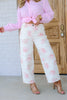 Daybreak Floral Print Ivory Denim Barrel Pant
