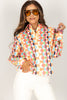 Foxcroft Jodie Retro White Multi Long Sleeve Blouse