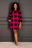 Never Knew You Black Long Sleeve Plaid Shift Dress
