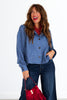 Jessie Polka Dot Denim Long Sleeve Jacket