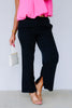 Genevieve Drawstring Black Straight Trouser