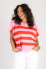 Piper Pink Striped Short Sleeve Sweater Top