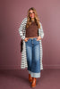 Keep It Straight Striped White Long Cardigan