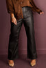 Matilda Chocolate Waxed Metallic Wide Leg Pant