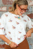Mallard Print Ivory Short Sleeve Sweater