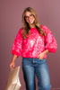 Paula Leopard Red Mix 3/4 Sleeve Sweater
