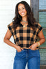 Reid Camel Plaid Sleeveless Sweater