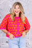 Sofia Heart Felt Hot Pink Short Sleeve Sweater