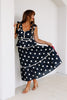 Marilyn Black Dotted Sleeveless Midi Dress