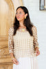 Fields Of Flower Tan Crotchet 3/4 Sleeve Top