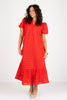 Camellia Red Eyelet Short Sleeve Maxi Dress