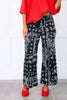Bandana Print Black Wide Leg Crop Pant