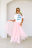 Mia Pink Tulle Midi Skirt