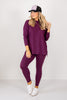 Follow Along Eggplant Long Sleeve Lounge Pant Set