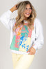 Queen Of Sparkles Colorblock Gingham Card Logo Sweatshirt