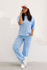 Sophie Blue Leopard Wide Leg Pant Set