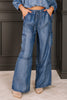 Fall In Love Wide Leg Cargo Dark Denim Pant
