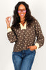Angelica Mocha & Gold Polka Dot Short Sleeve Top