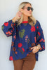 Meet Me in the Middle Blue Floral Print Long Sleeve Top