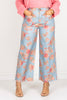 Come Over Blue Floral Print Wide Leg Pant