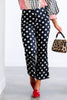 Cafe Today Black Polka Dot Stretch Flare Crop Pant
