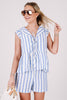 Set The Scene Blue Stripe Peter Pan Collar Sleeveless Top