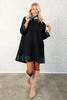 Never Really Over Black Suede Long Sleeve Dress