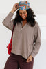 For The Record Brown Gingham Half Zip Long Sleeve Pullover