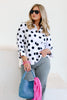 Foxcroft Agnes Black & White Dot Long Sleeve Blouse