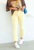 Kelsey High Rise Pastel Yellow Ankle Flare Jean