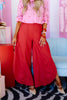 Cammie Red Denim Tulip Washed Pant