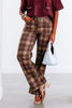 Just Black Brown Plaid Straight Leg Pant