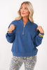 Changing Tune Dusty Blue Scuba Half Zip Pullover