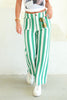 Michaela Green Striped Striped Wide Leg Pant