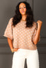 Marcie Camel Dotted Short Sleeve Sweater