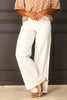 Just Black Studded High Rise Cream Palazzo Wide Leg Jean