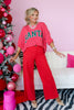 TWT® Santa Red & Pink Striped Long Sleeve Top