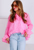 Bridget Neon Pink Long Sleeve Leopard Blouse