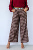Tartan Brown Plaid Wide Leg Pant